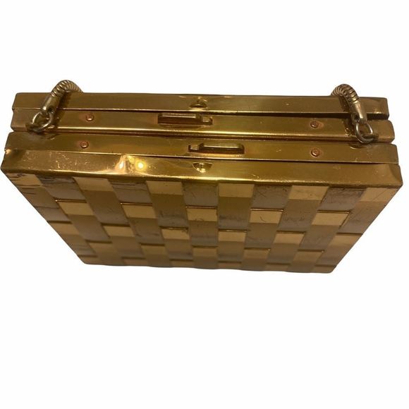 Vintage Mod Gold Metal Basketweave Bag - Picture 13 of 15